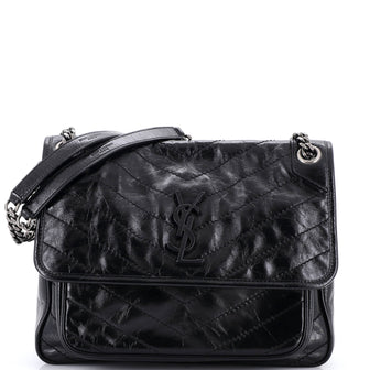Saint Laurent Niki Chain Flap Bag Matelasse Chevron Leather Medium