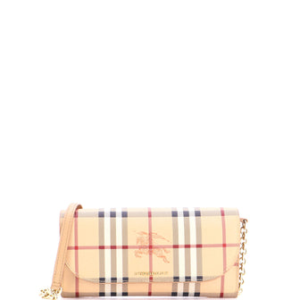 Burberry Henley Wallet on Chain Haymarket Coated Canvas