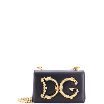 Dolce & Gabbana DG Girls Flap Bag Embellished Leather Small