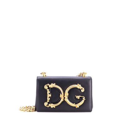 Dolce & Gabbana DG Girls Flap Bag Embellished Leather Small