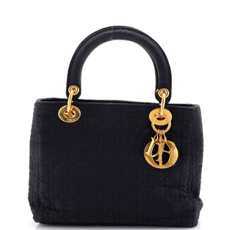 Christian Dior Vintage Lady Dior Bag Cannage Quilt Nylon Medium