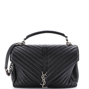 Saint Laurent Classic Monogram College Bag Matelasse Chevron Leather Large