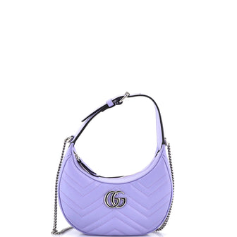 Gucci GG Marmont Half Moon Hobo Matelasse Leather Mini