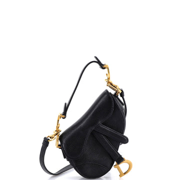 Christian Dior Saddle Handbag with Strap Leather Micro