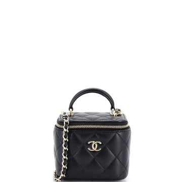 Chanel Classic Top Handle Vanity Case with Chain Quilted Lambskin Mini