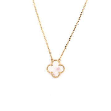 Van Cleef & Arpels Vintage Alhambra Pendant Necklace 18K Yellow Gold and Mother of Pearl