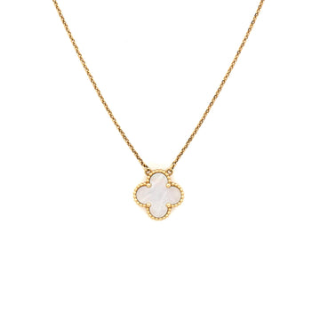 Van Cleef & Arpels Vintage Alhambra Pendant Necklace 18K Yellow Gold and Mother of Pearl