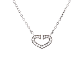Cartier C Heart de Cartier Pendant Necklace 18K White Gold with Pave Diamonds