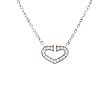 Cartier C Heart de Cartier Pendant Necklace 18K White Gold with Pave Diamonds