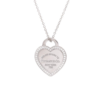 Tiffany & Co. Return to Tiffany Heart Pendant Necklace 18K White Gold with Diamonds