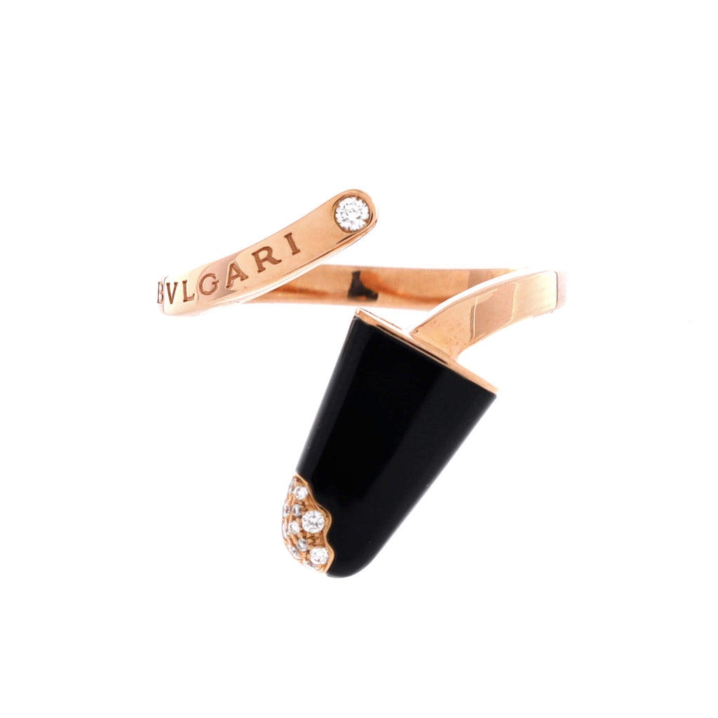 Bulgari ガラス製菓子入れ Bvlgari Gelati Ring 18K Rose Gold with Onyx and Diamonds 428364