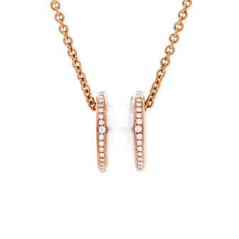 Bvlgari B.Zero1 Pendant Necklace 18K Rose Gold and Ceramic with Diamonds