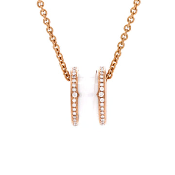 Bvlgari B.Zero1 Pendant Necklace 18K Rose Gold and Ceramic with Diamonds