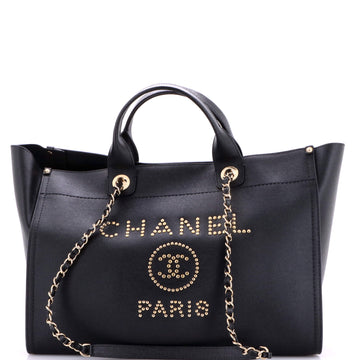 Chanel Deauville Tote Studded Caviar Medium