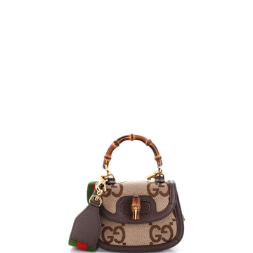 Gucci Bamboo 1947 Top Handle Bag Jumbo GG Canvas Mini