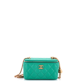Chanel Sweet Heart Vanity Case with Chain Quilted Caviar Small