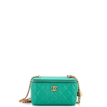 Chanel Sweet Heart Vanity Case with Chain Quilted Caviar Small