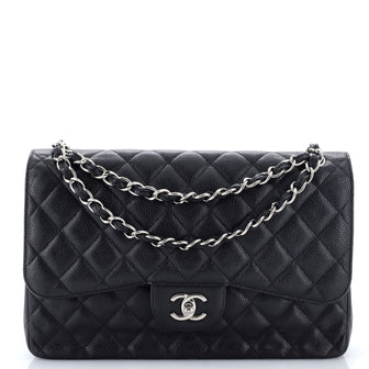 Chanel Classic Double Flap Bag Quilted Caviar Jumbo