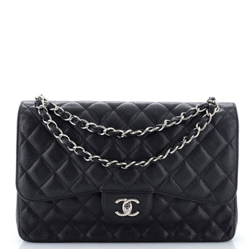 Chanel Classic Double Flap Bag Quilted Caviar Jumbo
