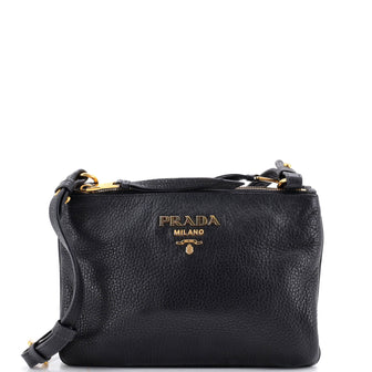 Prada Double Zip Crossbody Bag Vitello Daino Small