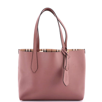 Burberry Reversible Tote Haymarket Coated Canvas and Leather Small