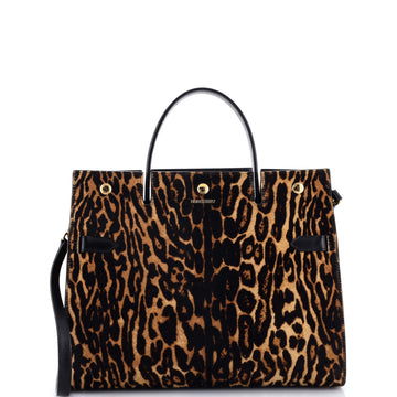 Burberry Title Top Handle Bag Printed Calf Hair Medium