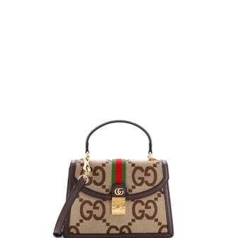 Gucci Ophidia Flap Top Handle Bag Jumbo GG Canvas Small