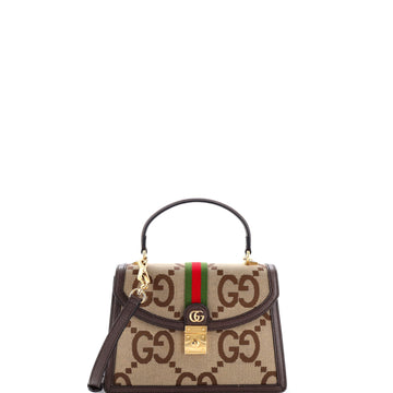 Gucci Ophidia Flap Top Handle Bag Jumbo GG Canvas Small
