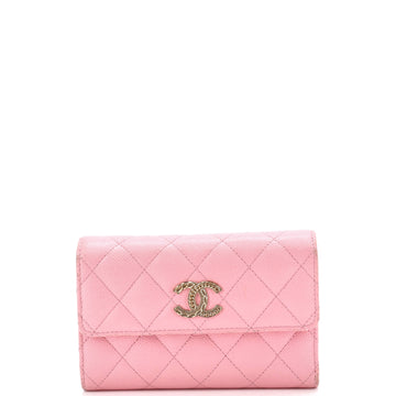 Chanel CC Gusset Classic Flap Wallet Quilted Caviar Medium