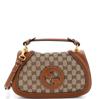 Gucci Blondie NM Top Handle Bag GG Coated Canvas with Leather Medium