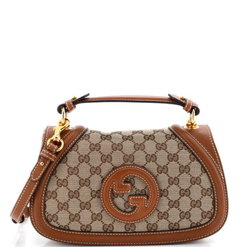 Gucci Blondie NM Top Handle Bag GG Coated Canvas with Leather Medium