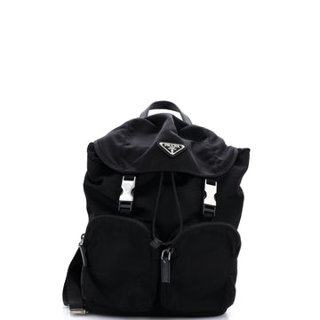 Prada Double Pocket Buckle Backpack Tessuto Small