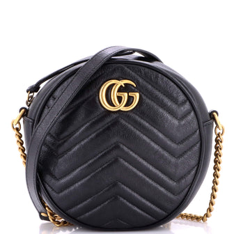 Gucci GG Marmont Round Shoulder Bag Matelasse Leather Mini