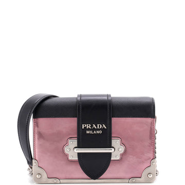 Prada Cahier Chain Crossbody Bag Metallic Leather and Saffiano Small