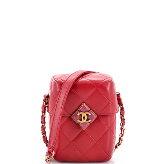 Chanel Diamond Lock CC Phone Holder Crossbody Bag Quilted Lambskin Mini