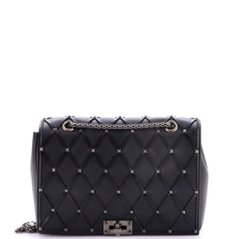 Valentino Garavani Rockstud Beehive Chain Flap Bag Quilted Leather Medium