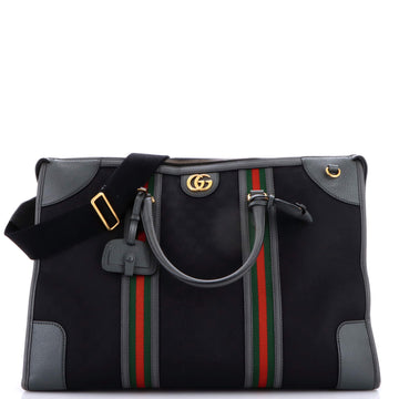 Gucci Bauletto Duffle Bag GG Canvas with Leather Large