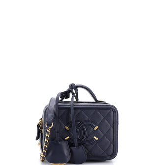 Chanel Filigree Vanity Case Quilted Caviar Small