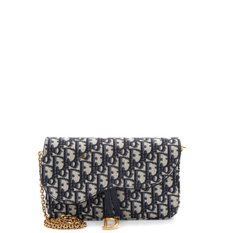 Christian Dior Saddle Chain Clutch Oblique Canvas