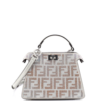 Fendi Peekaboo ISeeU Bag Zucca Crystal Embellished Suede Petite