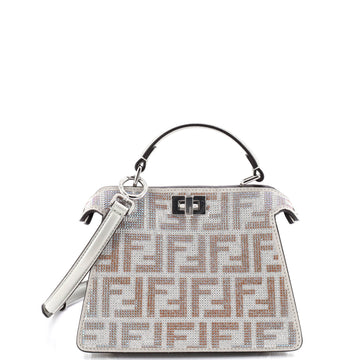 Fendi Peekaboo ISeeU Bag Zucca Crystal Embellished Suede Petite