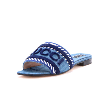 Gucci Women's Logo Slide Sandals Embroidered Denim
