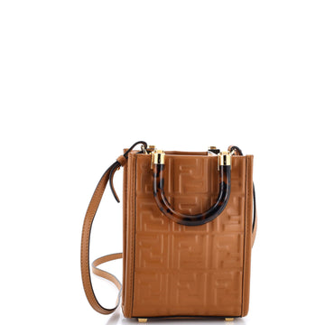 Fendi Sunshine Shopper Tote Zucca Embossed Leather Mini