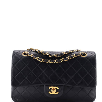Chanel Vintage Classic Double Flap Bag Quilted Lambskin Medium