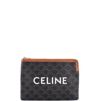 Celine Logo Zip Wristlet Pouch Triomphe Coated Canvas Small