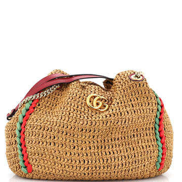 Gucci GG Marmont Chain Tote Raffia Large