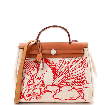 Hermes Herbag Zip Pegase Pop Toile and Leather 31