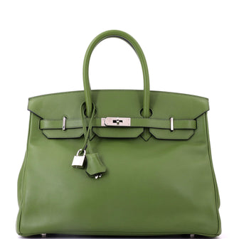Hermes Birkin Handbag Green Swift with Palladium Hardware 35