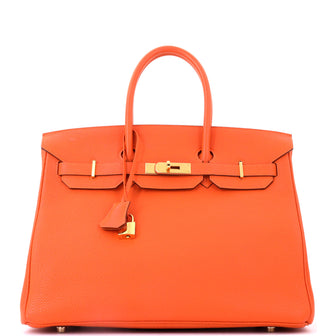 Hermes Birkin Handbag Orange Togo with Gold Hardware 35