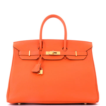 Hermes Birkin Handbag Orange Togo with Gold Hardware 35